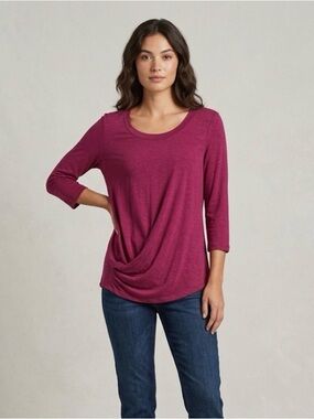 SKINNYGIRL Hannah Draped Front Top, Women’s Small, Red Raspberry